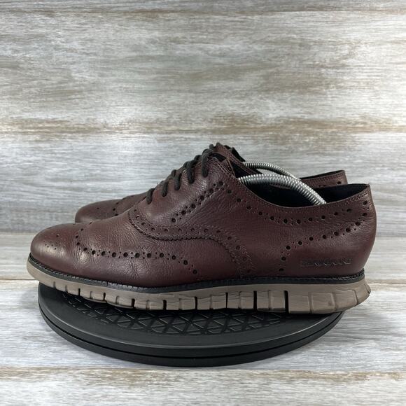Cole Haan Men’s ZEROGRAND Brown Leather Wingtip Oxfords Size 10.5 - Picture 1 of 11